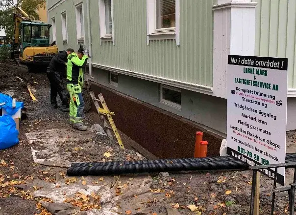 Dräneringsarbete för BRF som del av Lornes uppdrag i Göteborg