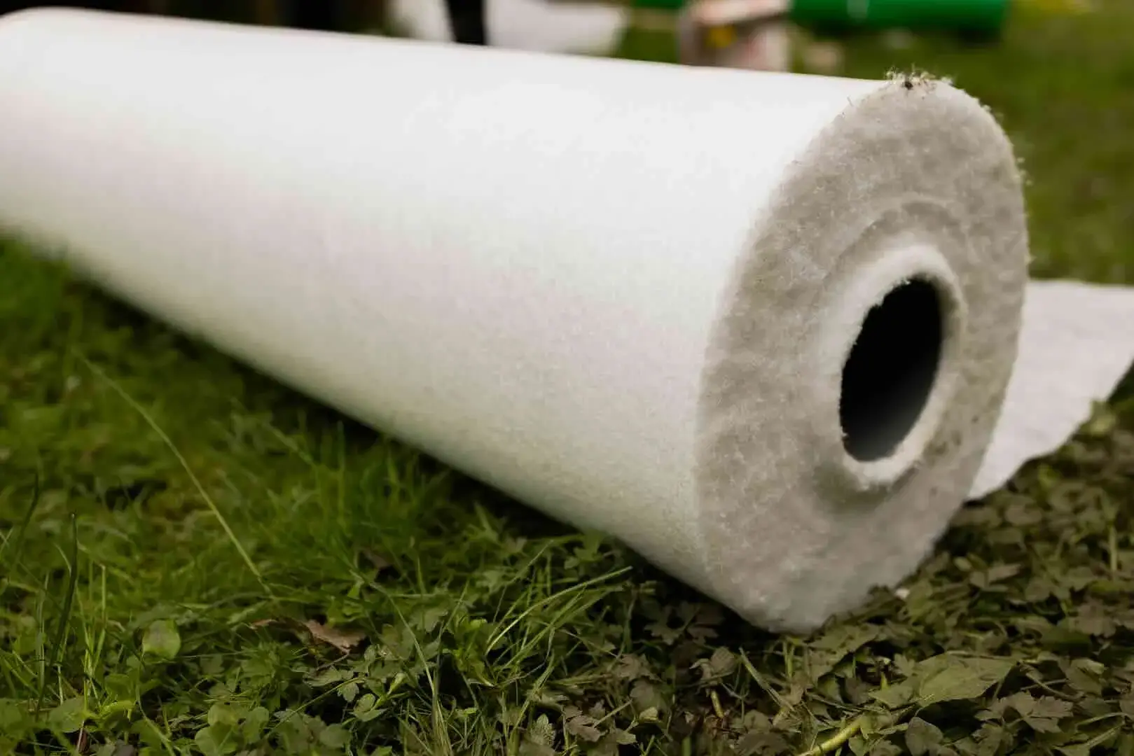 Fiberduk och markmaterial som används vid dräneringsarbete i Göteborg