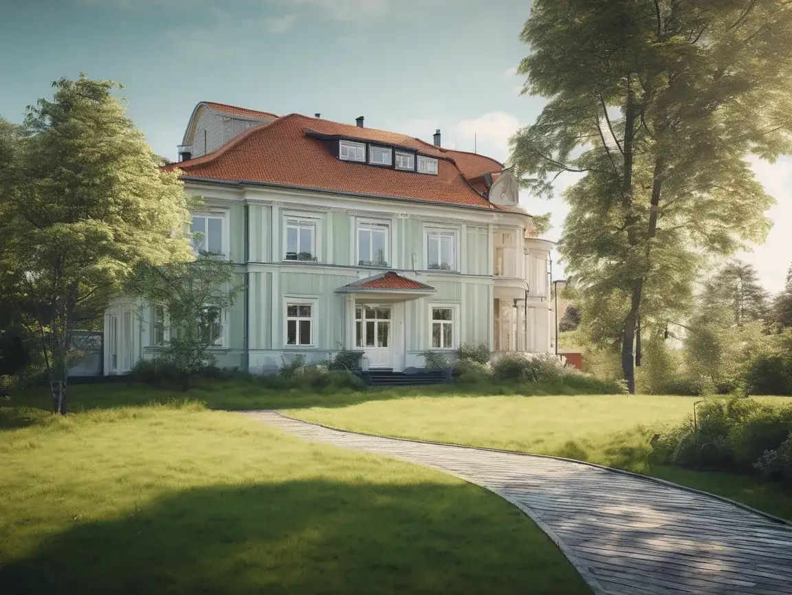 Bild på ett hus där rätt företag för dränering använts. Ett strålande resultat.