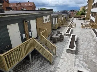 BRF-projekt i Helsingborg med ny gårdsmiljö och tätskiktsarbete