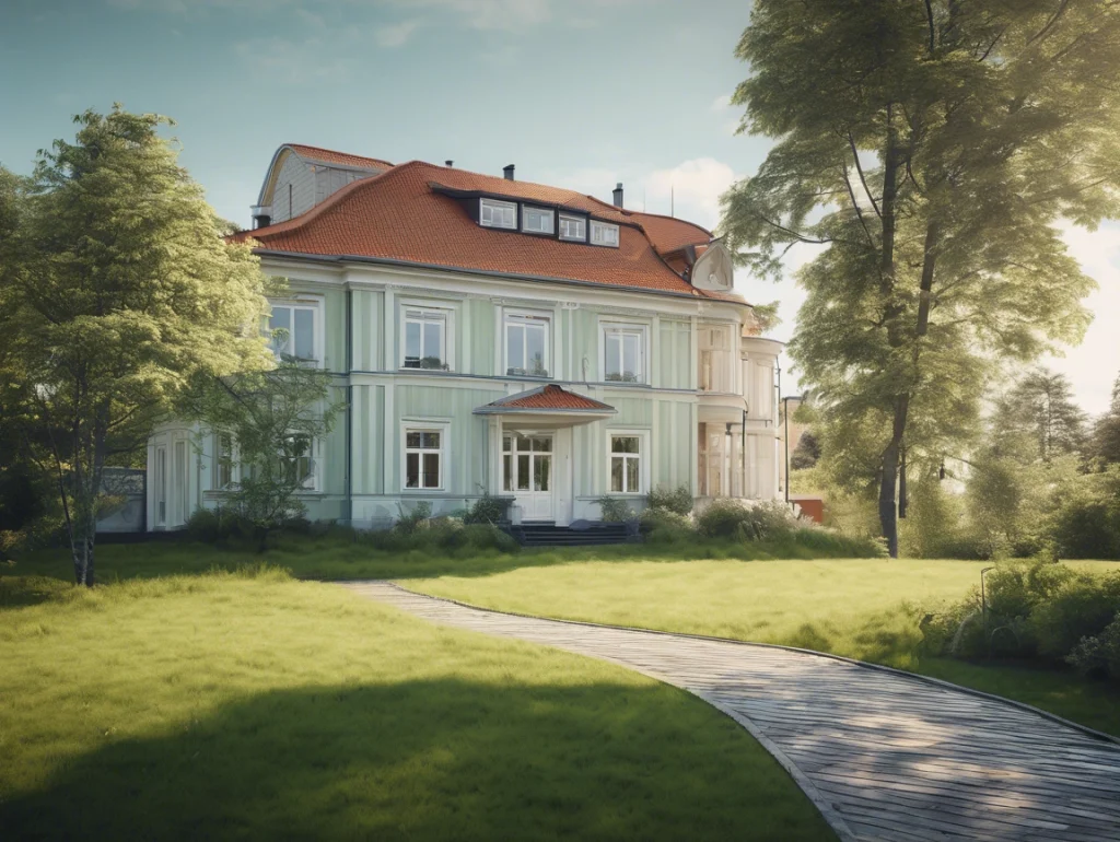 Bild på ett hus där rätt företag för dränering använts. Ett strålande resultat.